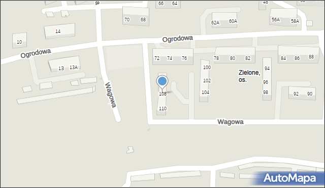 Sosnowiec, Wagowa, 108, mapa Sosnowca