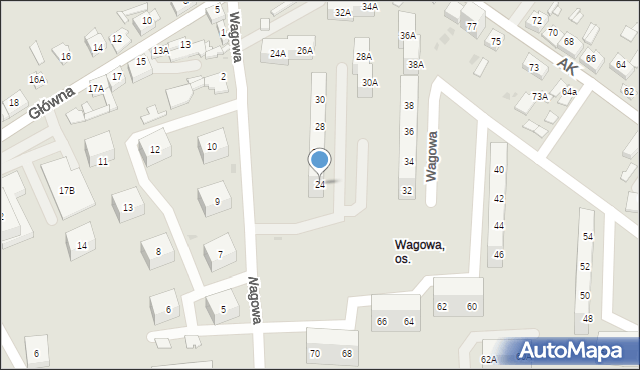 Sosnowiec, Wagowa, 24, mapa Sosnowca