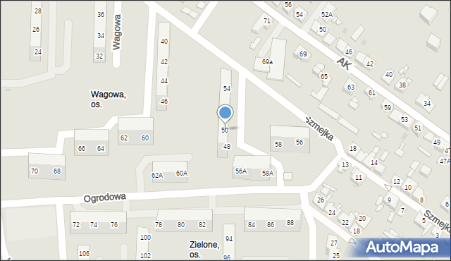 Sosnowiec, Wagowa, 50, mapa Sosnowca