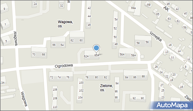 Sosnowiec, Wagowa, 60A, mapa Sosnowca