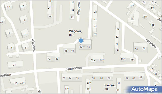 Sosnowiec, Wagowa, 62, mapa Sosnowca