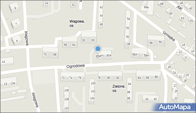 Sosnowiec, Wagowa, 62A, mapa Sosnowca