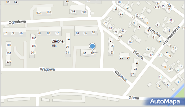 Sosnowiec, Wagowa, 90, mapa Sosnowca