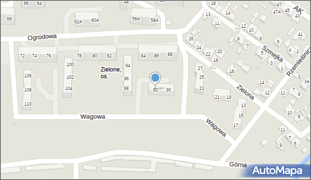 Sosnowiec, Wagowa, 92, mapa Sosnowca