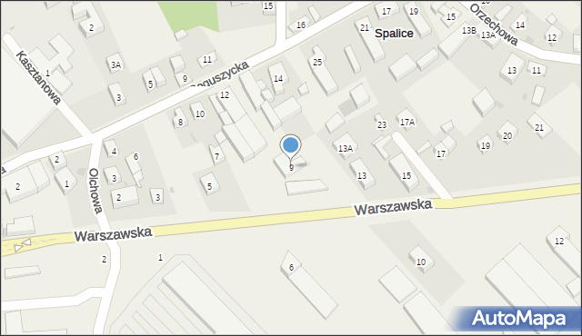 Spalice, Warszawska, 9, mapa Spalice