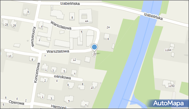 Stanisławów Pierwszy, Warsztatowa, 10, mapa Stanisławów Pierwszy