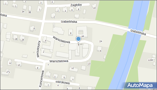 Stanisławów Pierwszy, Warsztatowa, 5, mapa Stanisławów Pierwszy