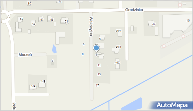Stara Wieś, Wakacyjna, 9, mapa Stara Wieś
