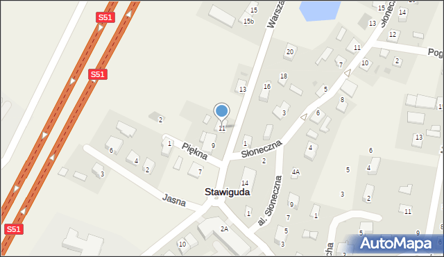 Stawiguda, Warszawska, 11, mapa Stawiguda