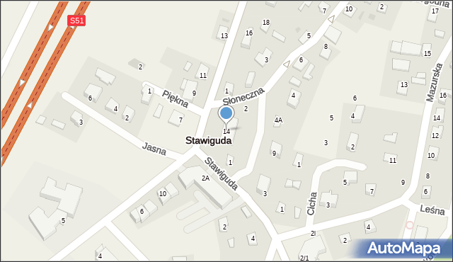 Stawiguda, Warszawska, 14, mapa Stawiguda