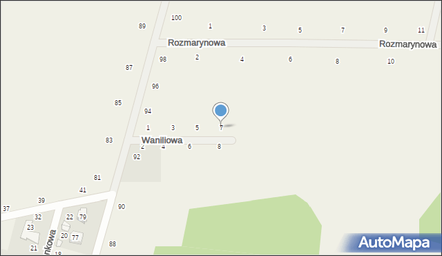 Suszno, Waniliowa, 7, mapa Suszno