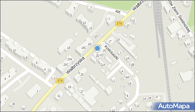 Świdnica, Wałbrzyska, 21, mapa Świdnicy