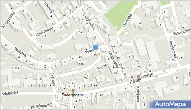 Świebodzin, Wałowa, 60, mapa Świebodzin