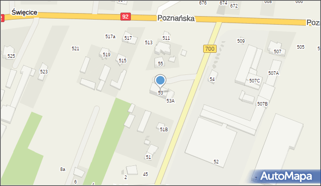 Święcice, Warszawska, 53, mapa Święcice