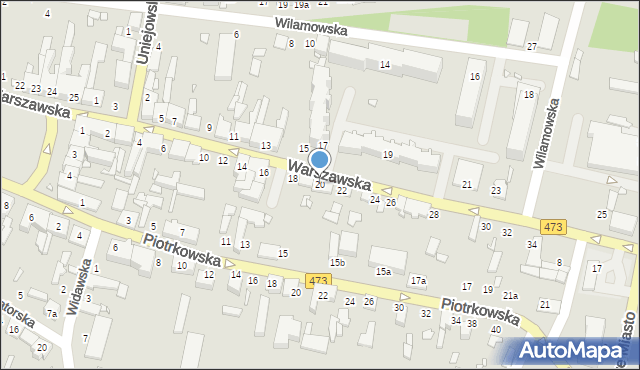 Szadek, Warszawska, 20, mapa Szadek