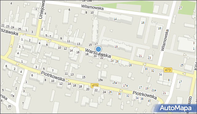 Szadek, Warszawska, 20a, mapa Szadek