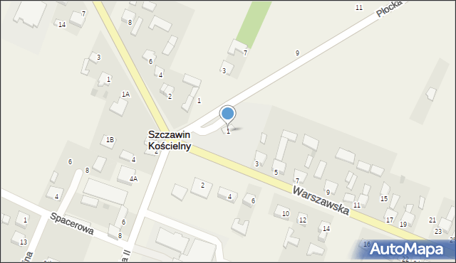 Szczawin Kościelny, Warszawska, 1, mapa Szczawin Kościelny