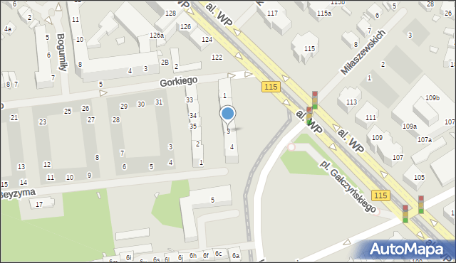 Szczecin, Wawrzyniaka Piotra, ks., 3, mapa Szczecina