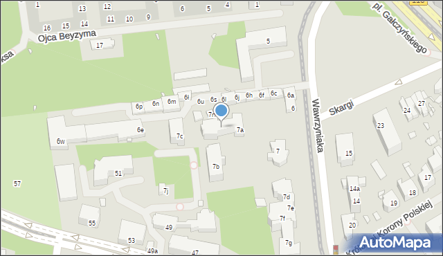 Szczecin, Wawrzyniaka Piotra, ks., 7c, mapa Szczecina