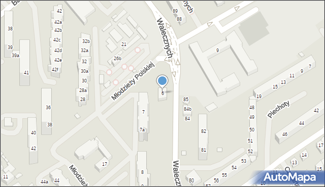 Szczecin, Walecznych, 6, mapa Szczecina