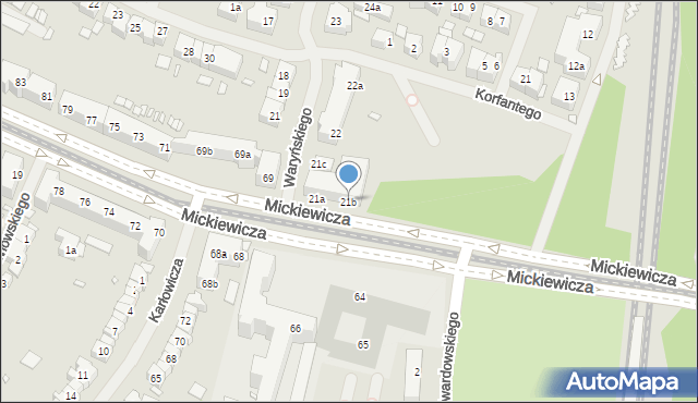 Szczecin, Waryńskiego Ludwika, 21b, mapa Szczecina
