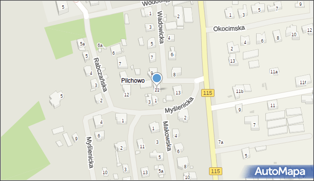 Szczecin, Wadowicka, 11, mapa Szczecina