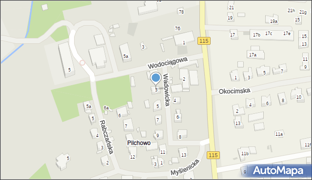 Szczecin, Wadowicka, 3, mapa Szczecina