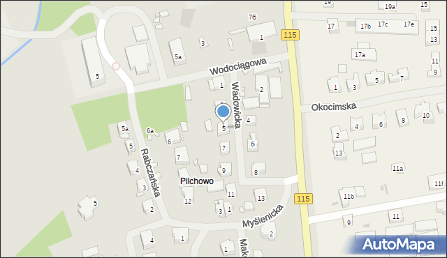 Szczecin, Wadowicka, 5, mapa Szczecina