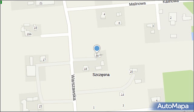 Szczęsna, Warszawska, 20, mapa Szczęsna