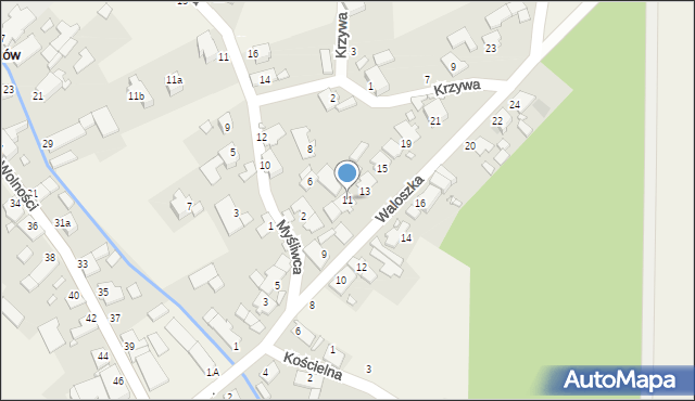 Szymiszów, Waloszka Franciszka, 11, mapa Szymiszów