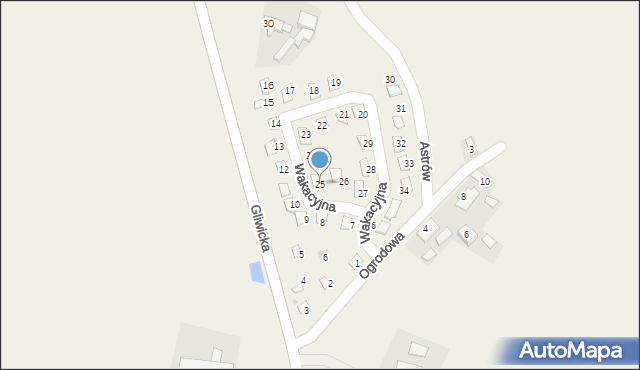 Taciszów, Wakacyjna, 25, mapa Taciszów