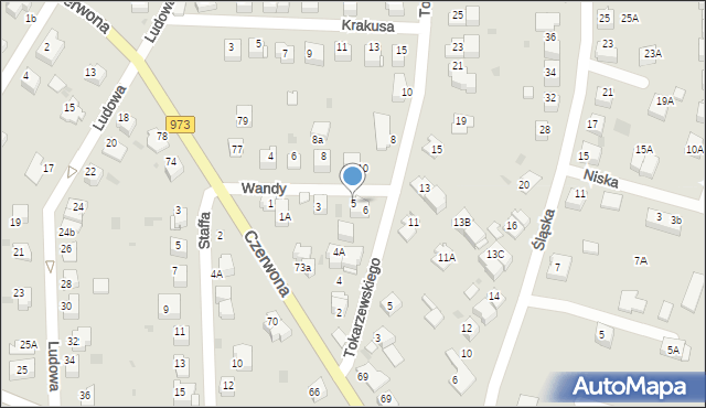 Tarnów, Wandy, 5, mapa Tarnów