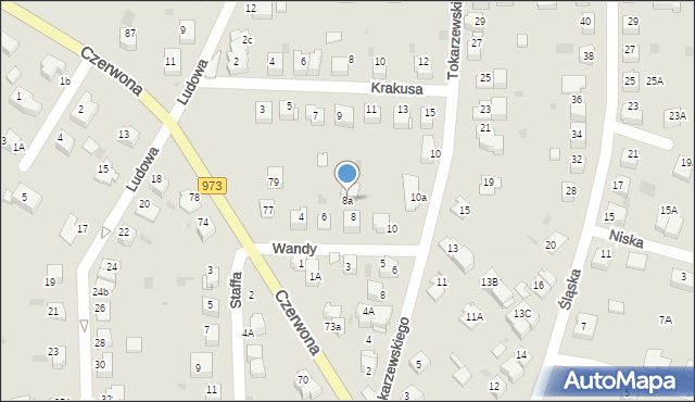 Tarnów, Wandy, 8a, mapa Tarnów