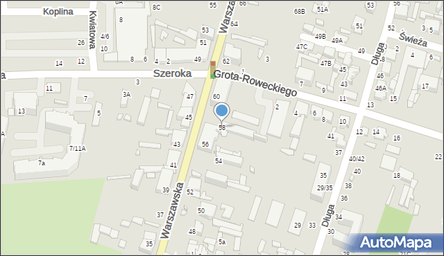 Tomaszów Mazowiecki, Warszawska, 58, mapa Tomaszów Mazowiecki