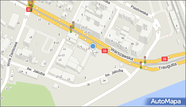 Toruń, Warszawska, 1, mapa Torunia