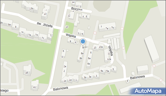 Toruń, Wąska, 8, mapa Torunia