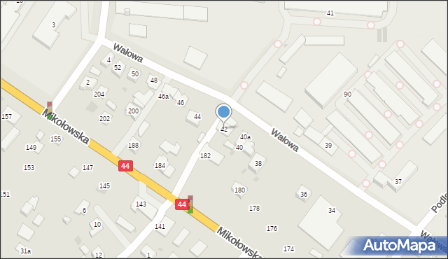 Tychy, Wałowa, 42, mapa Tychów