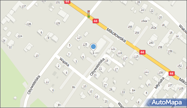 Tychy, Wąska, 7, mapa Tychów