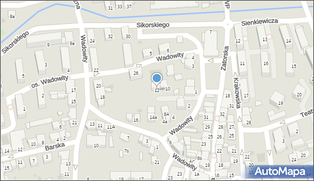 Wadowice, Wadowity M., 12, mapa Wadowice