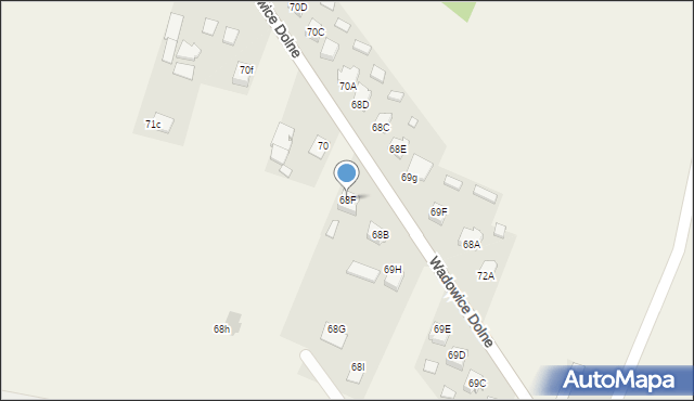 Wadowice Dolne, Wadowice Dolne, 68F, mapa Wadowice Dolne