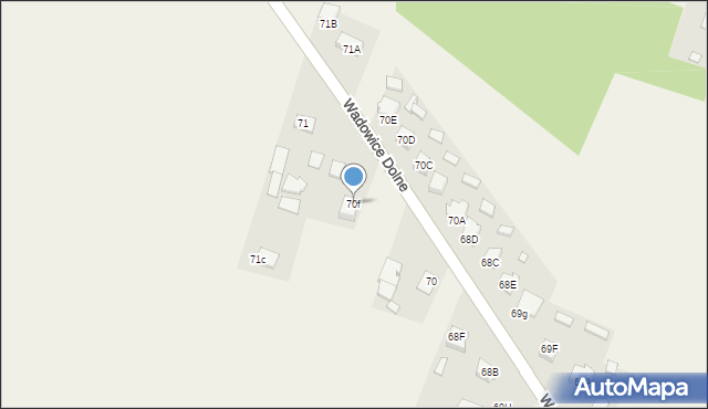 Wadowice Dolne, Wadowice Dolne, 70f, mapa Wadowice Dolne