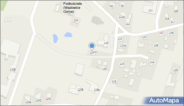 Wadowice Górne, Wadowice Górne, 117, mapa Wadowice Górne