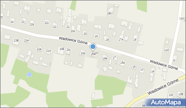 Wadowice Górne, Wadowice Górne, 20A, mapa Wadowice Górne