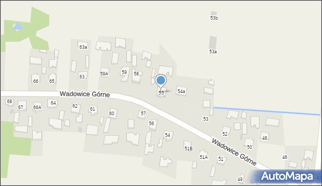 Wadowice Górne, Wadowice Górne, 55, mapa Wadowice Górne