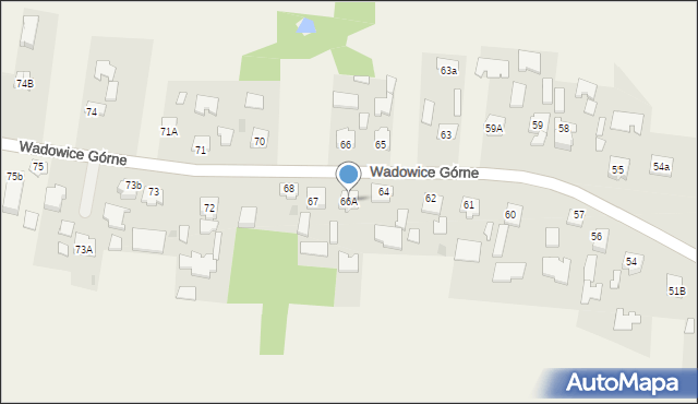 Wadowice Górne, Wadowice Górne, 66A, mapa Wadowice Górne