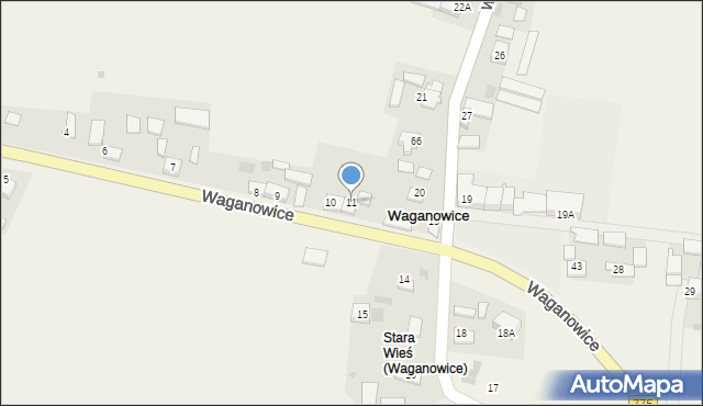 Waganowice, Waganowice, 11, mapa Waganowice