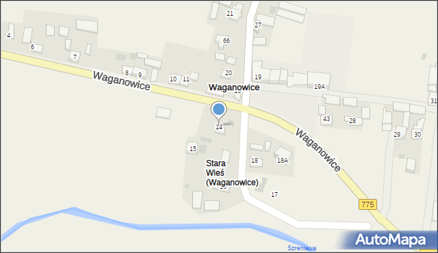 Waganowice, Waganowice, 14, mapa Waganowice