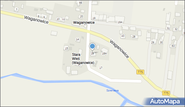 Waganowice, Waganowice, 18, mapa Waganowice