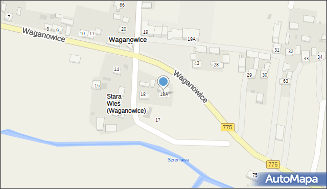 Waganowice, Waganowice, 18A, mapa Waganowice