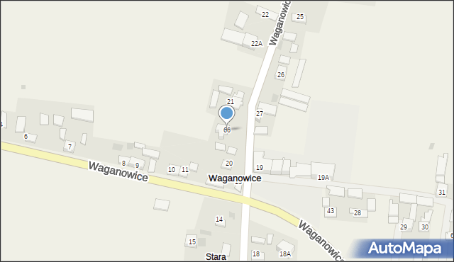 Waganowice, Waganowice, 66, mapa Waganowice